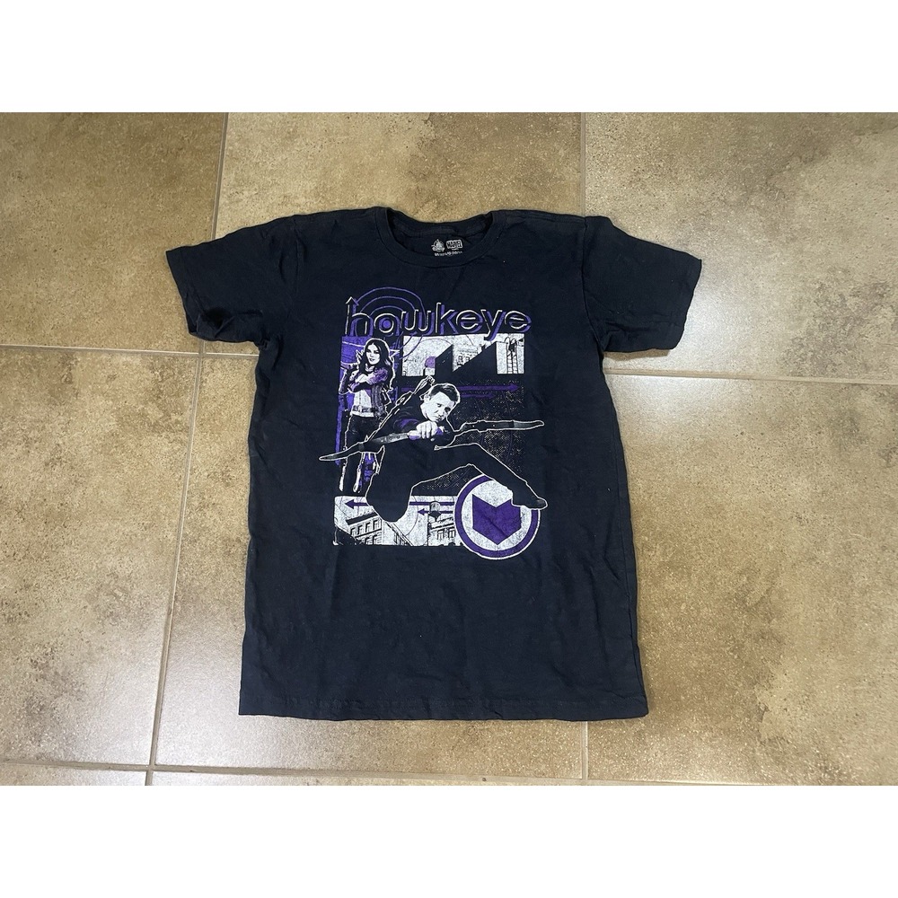 Disney Marvel Hawkeye T-Shirt Boys Youth Size L 10-12 Black 100% Cotton